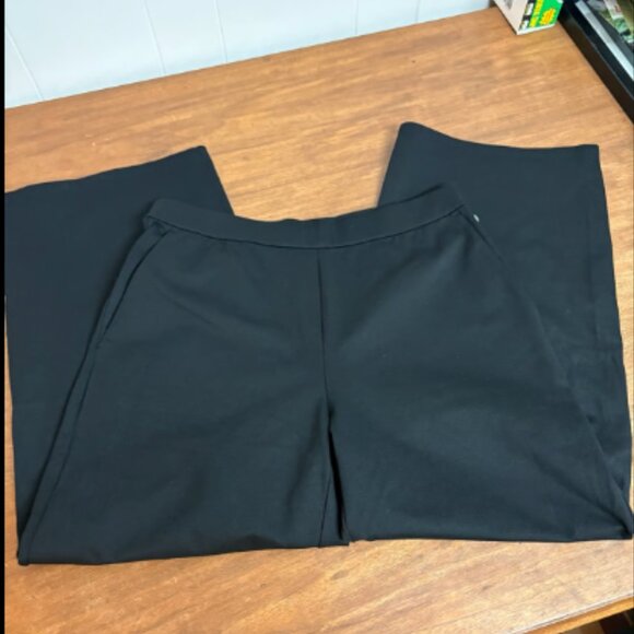 EILEEN FISHER PONTE KNIT BLACK WIDE LEG CROP ANKLE PULL ON PANTS $198 M - Picture 10 of 10